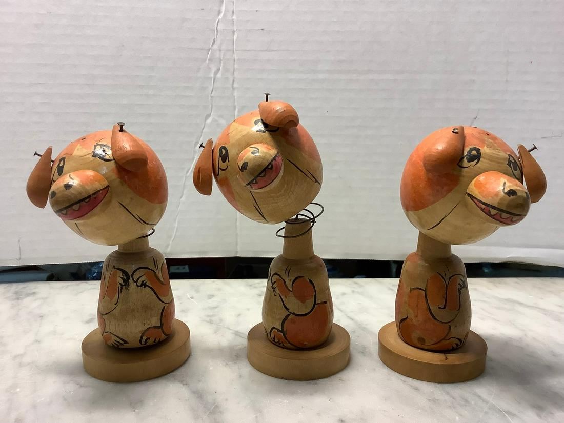 Newark Museum Wooden Pig Toys Moveable Heads: 6 in. tall