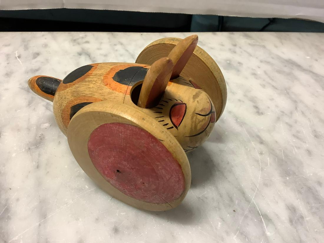 Newark Museum Hand-painted Wooden Rabbit: 4 in.