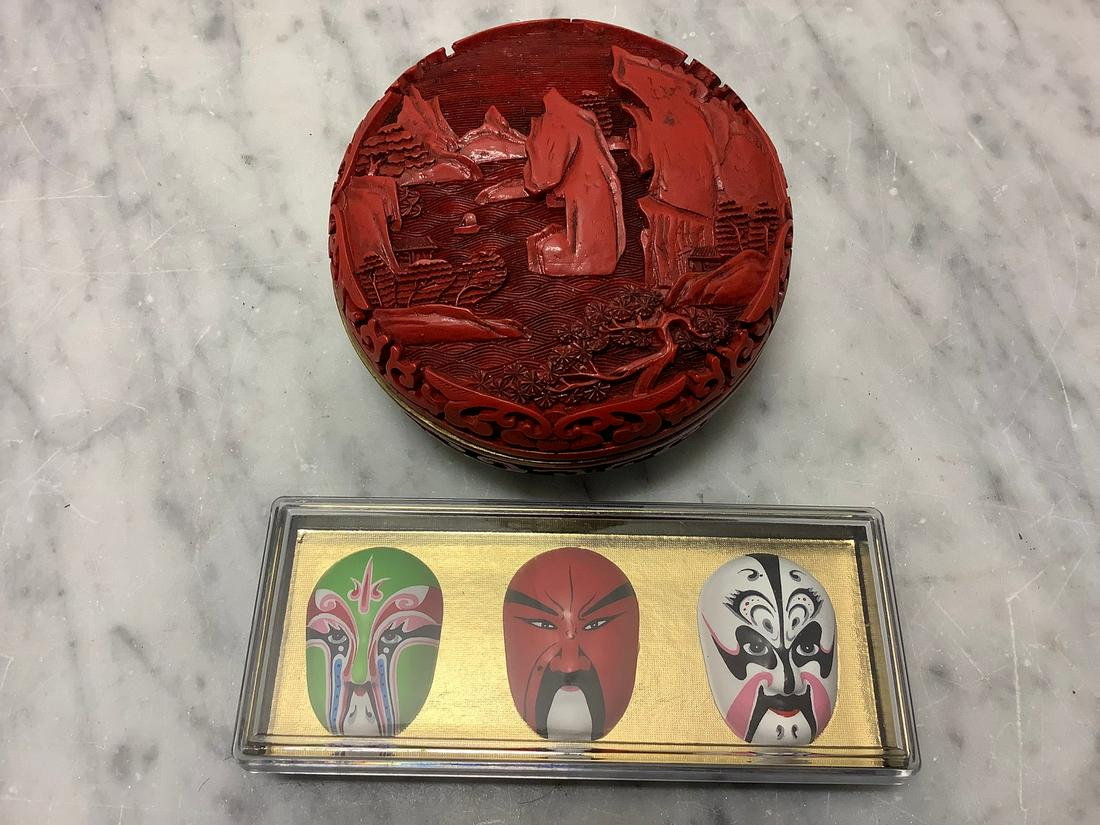 Newark Museum Cinnabar Jar and Miniature Masks (1 of 1)