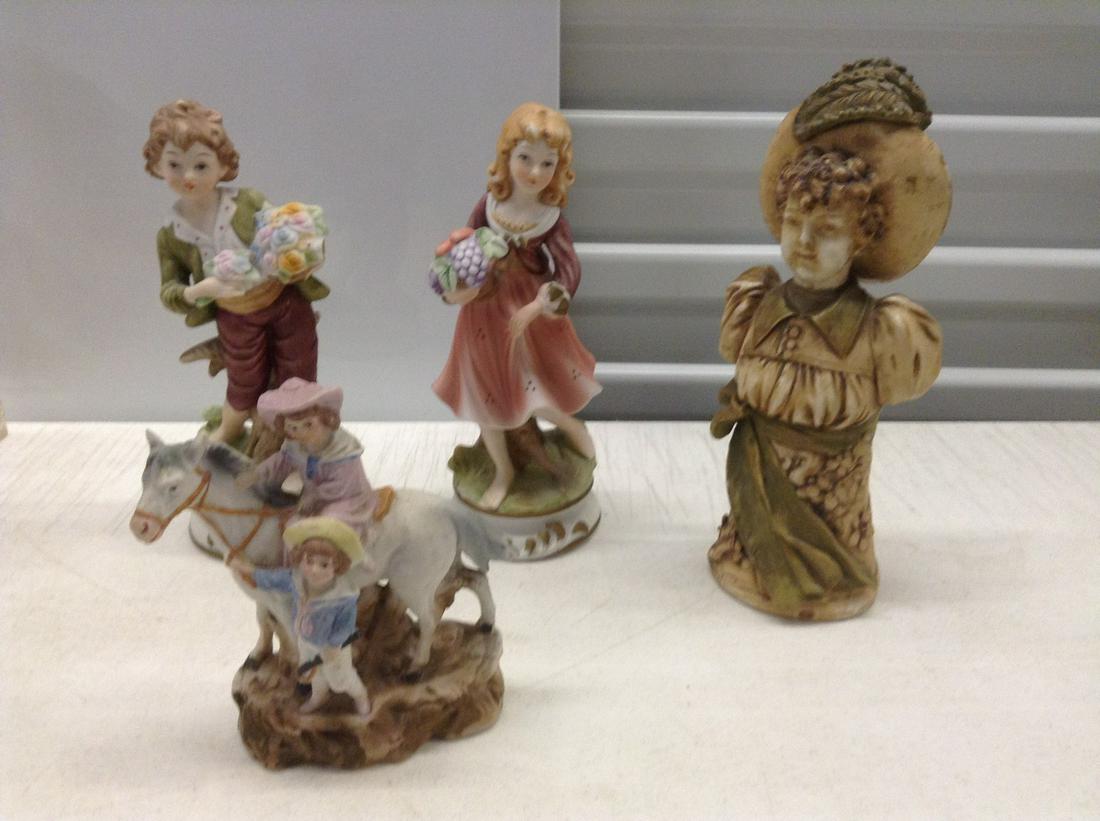 Lot of Vintage Statues two marked with Crown over N: Lot of Vintage Statues two marked with Crown over N tallest 9"