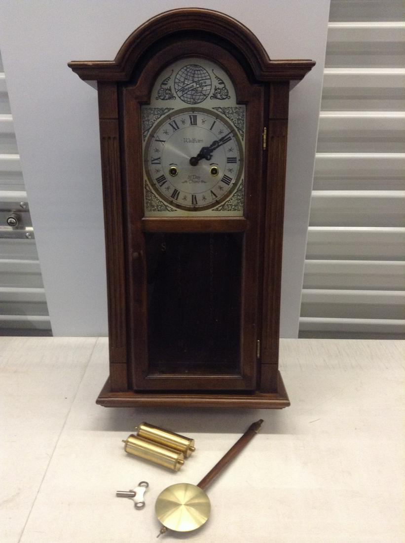 Waltham 31 Day Clock with Pendulum, Weights and key (1 of 1)
