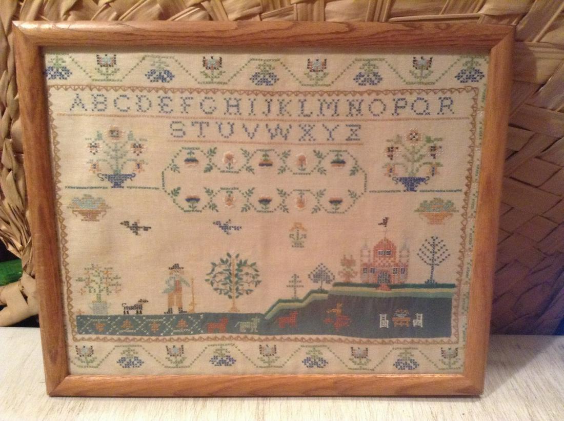 Framed Needlepoint Sampler 22"x18": Framed Needlepoint Sampler 22"x18"
