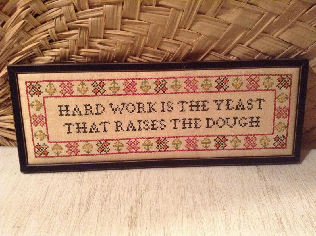 Framed Needlepoint Sampler 19"x7": Framed Needlepoint Sampler 19"x7"