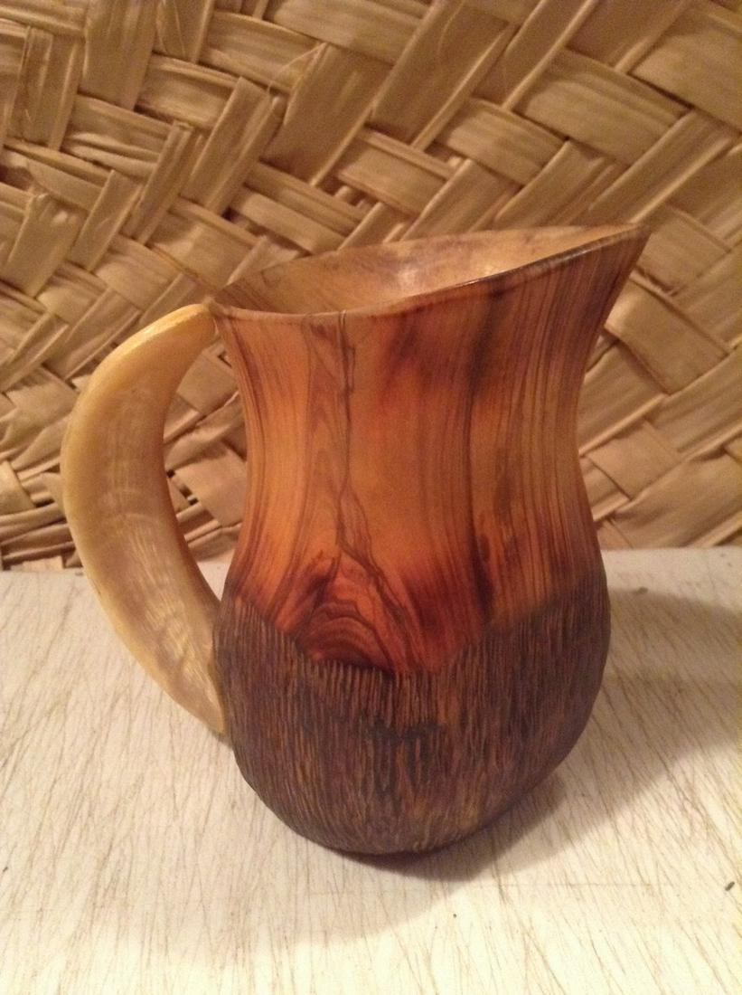 Falcon Spain Real Horn Handled Wood Pitcher 6.5" (1 of 1)