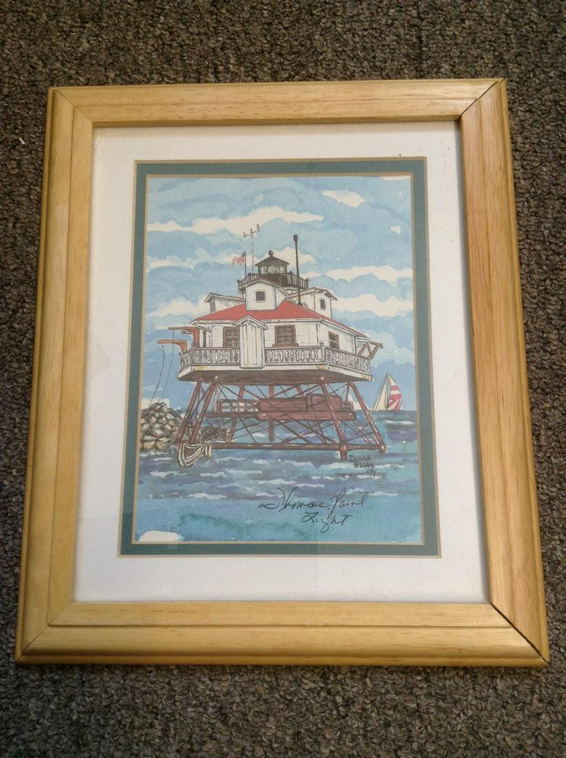 Original Watercolor "Thomas Point Light" Signed by the (1 of 1)