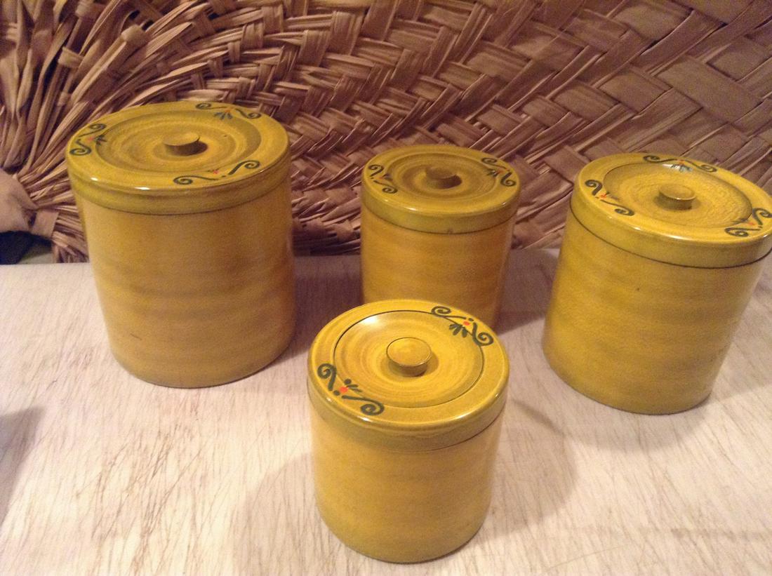 Vintage Painted Nesting Canister Set  tallest 7.5" - (1 of 1)