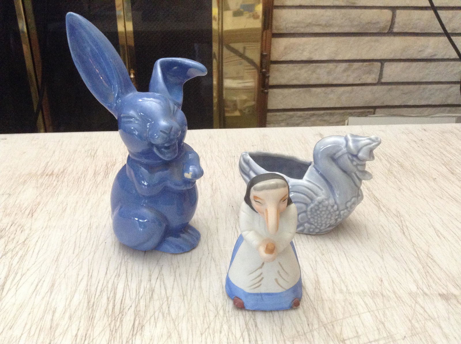 Ceramic Rabbit 7.5", swan planter and witch like bell (1 of 1)