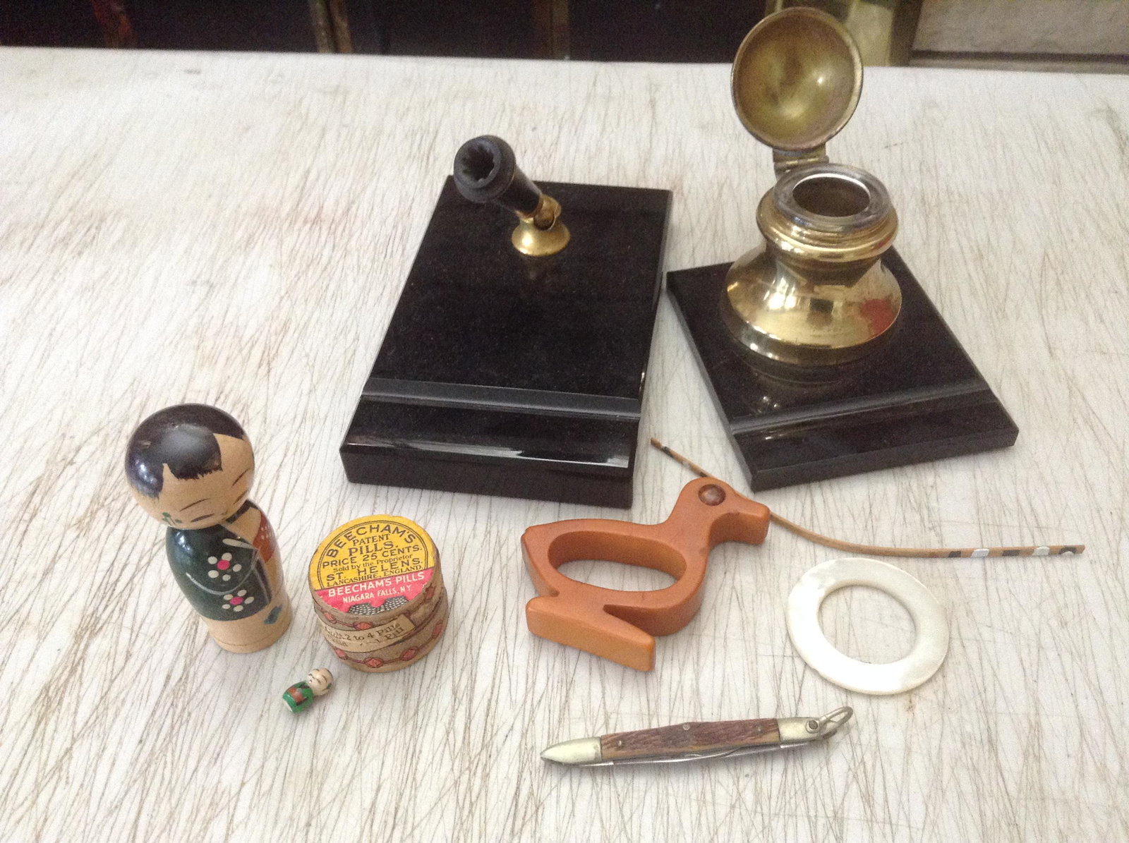 Lot of inkwell and pen holder and other vintage items: Lot of inkwell and pen holder and other vintage items