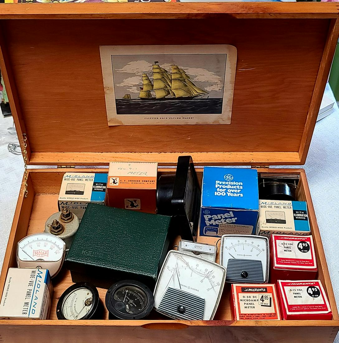 Vintage Meters in Wooden Box (1 of 1)