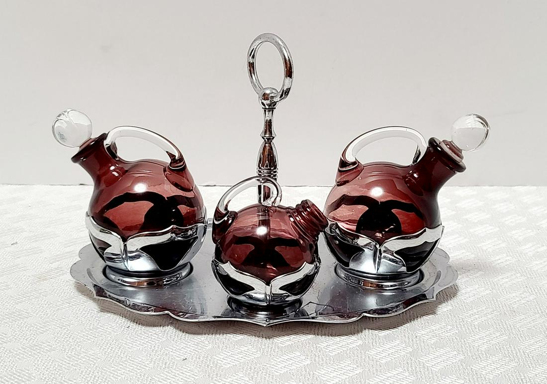 Vintage Purple Glass & Silverplate Set (1 of 1)