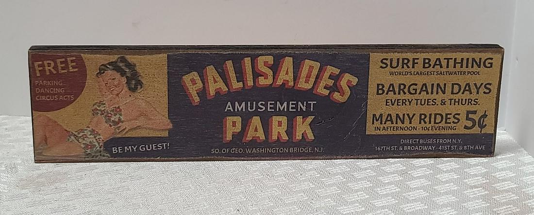 Palisades Amusement Park Sign 16x4 (1 of 1)