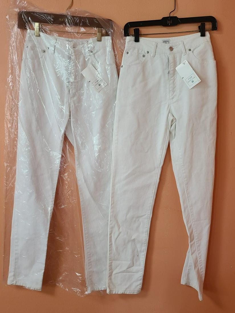 2 Pairs NOS 90s Wanthe High Waisted White Jeans (1 of 1)