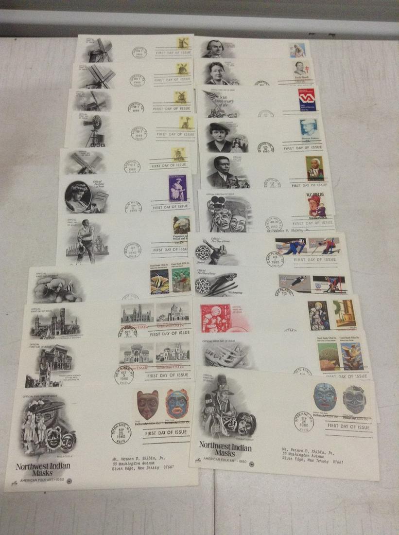 Lot of 22 1980 First Day Covers - Indian Masks, Coral (1 of 1)