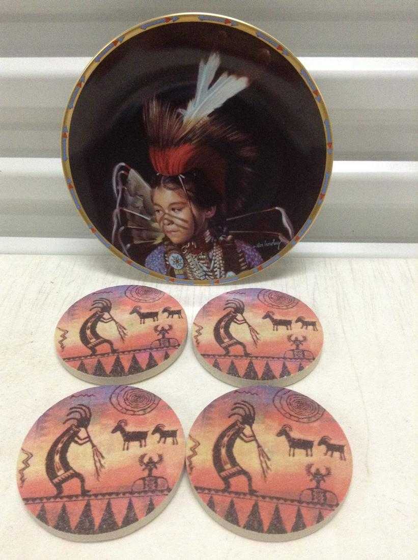 Lenox "Red Feather" by Don Gourley Plate and Kokapelli: Lenox "Red Feather" by Don Gourley Plate and Kokapelli Coasters
