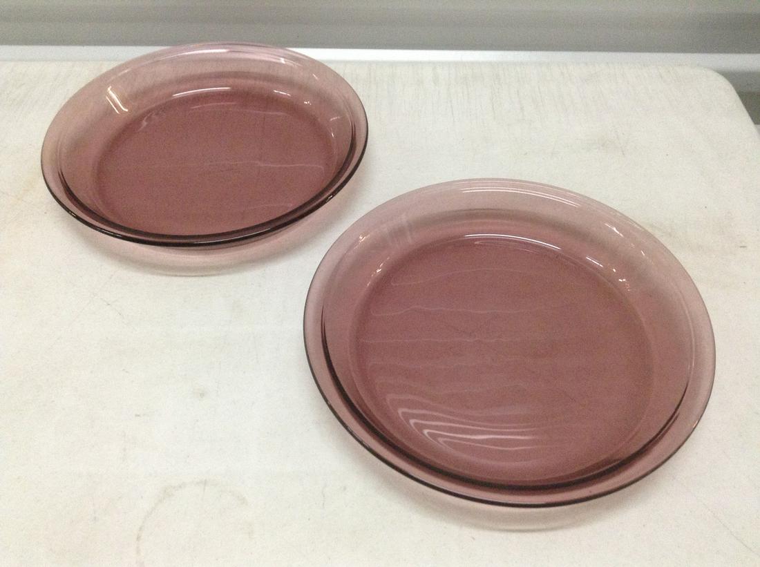Two Pyrex #209 Amethyst Glass Pie Dishes (1 of 1)
