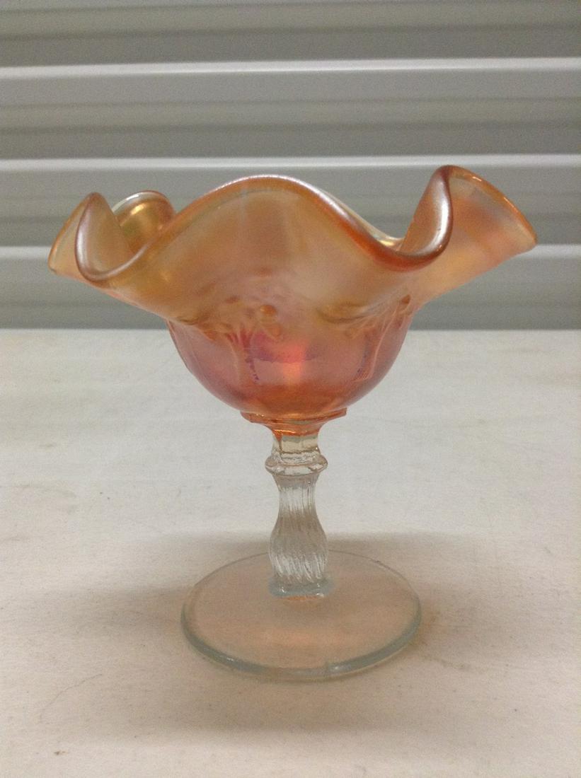 Vintage Carnival Glass Ruffled Compote 4.5" (1 of 1)