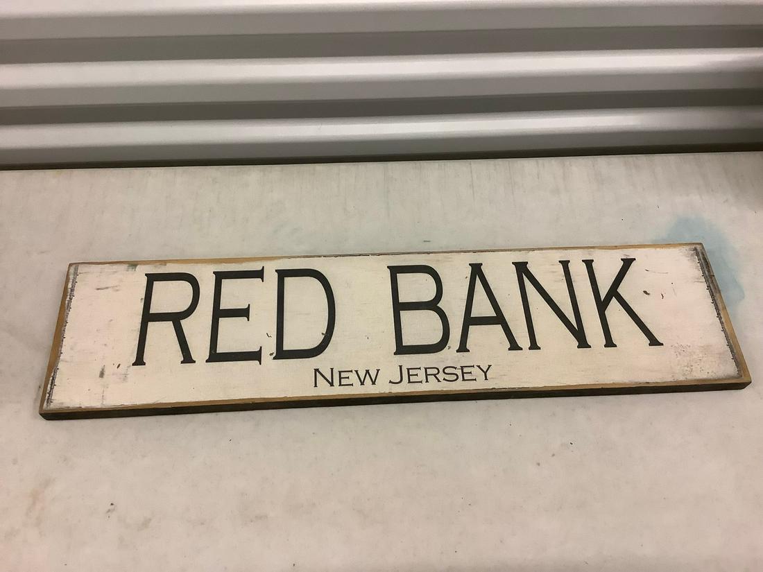 wooden Red Bank sign 6" x 24' (1 of 1)