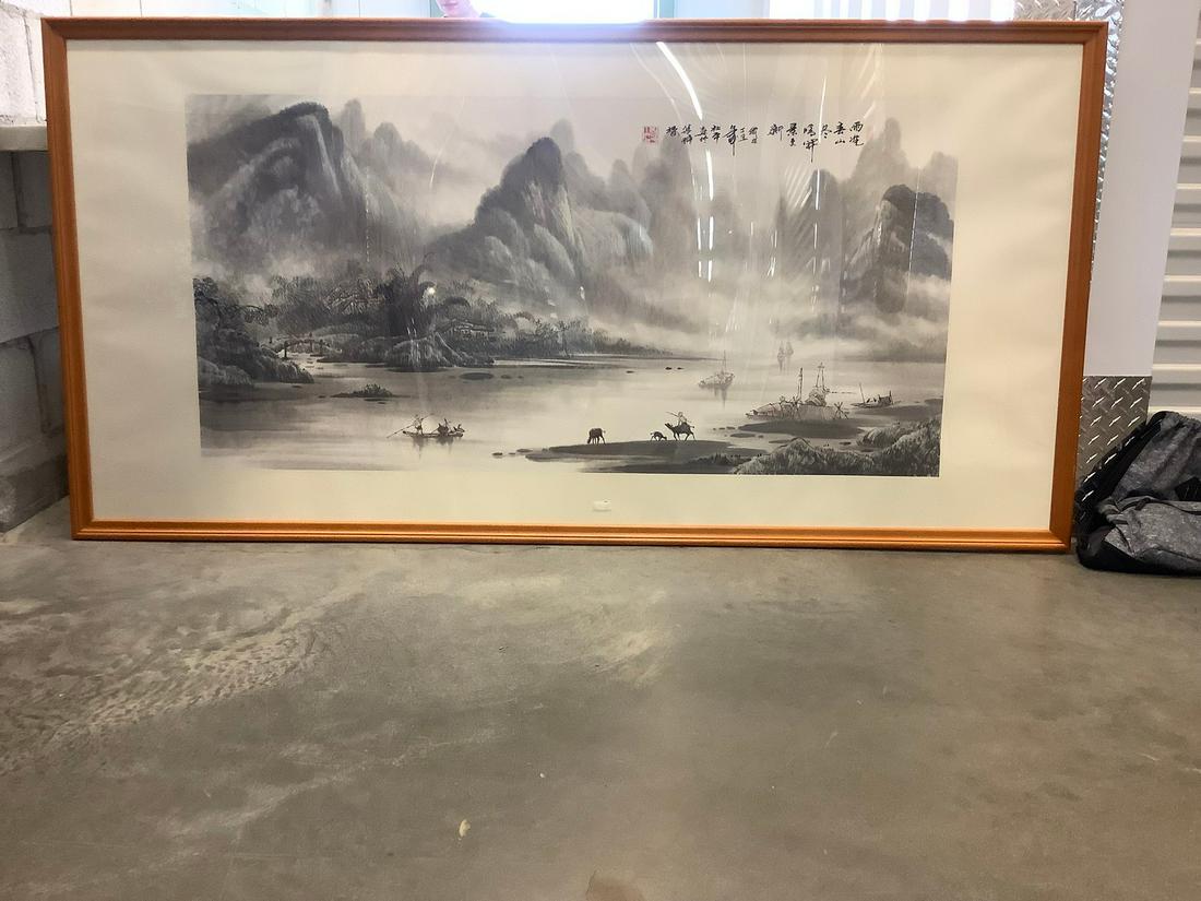 framed asian multimedia artwork 36.25" x 72" (1 of 1)