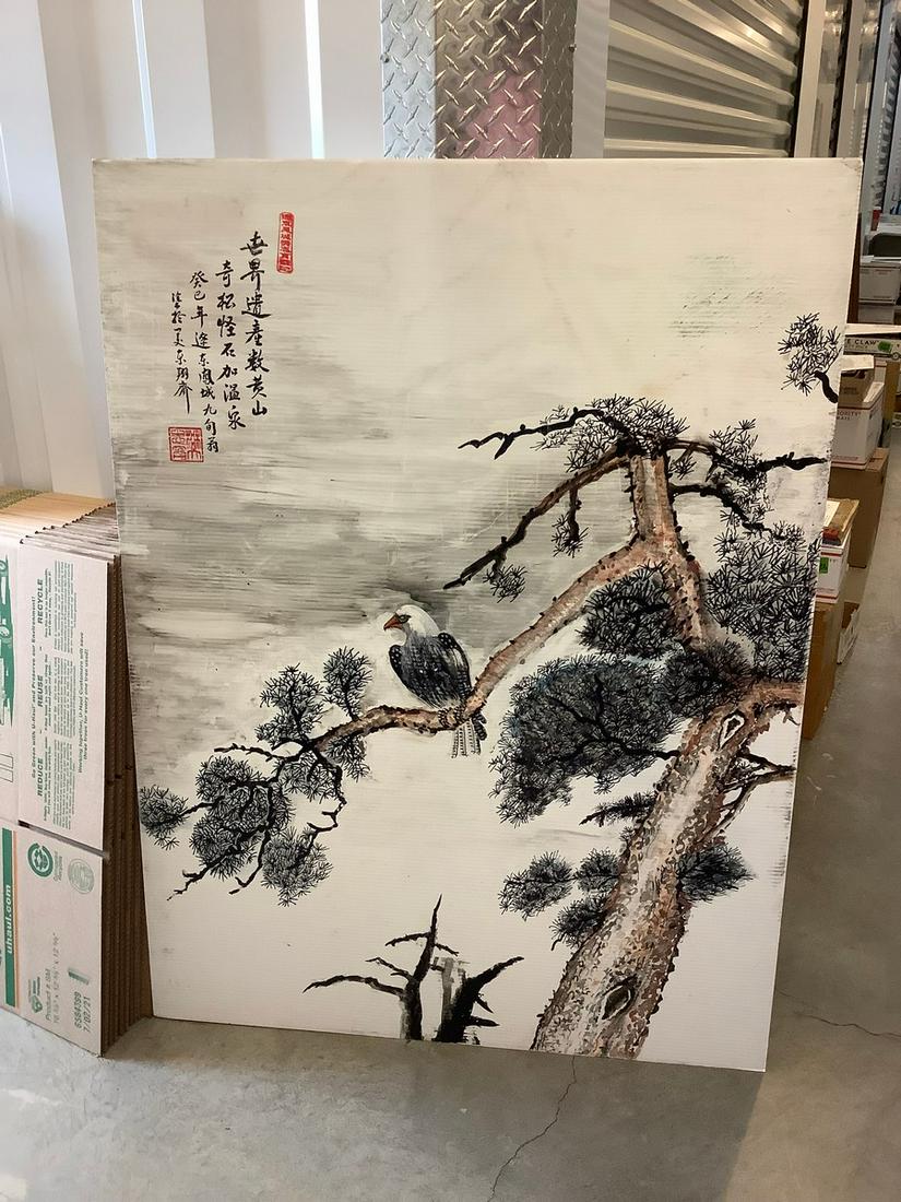 original asian landscape oil painting on corrugated (1 of 1)