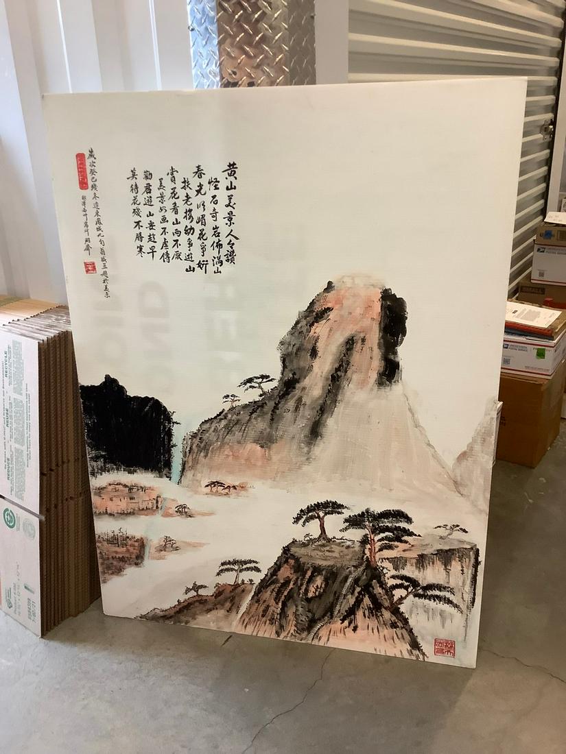 original asian landscape oil painting on corrugated (1 of 1)