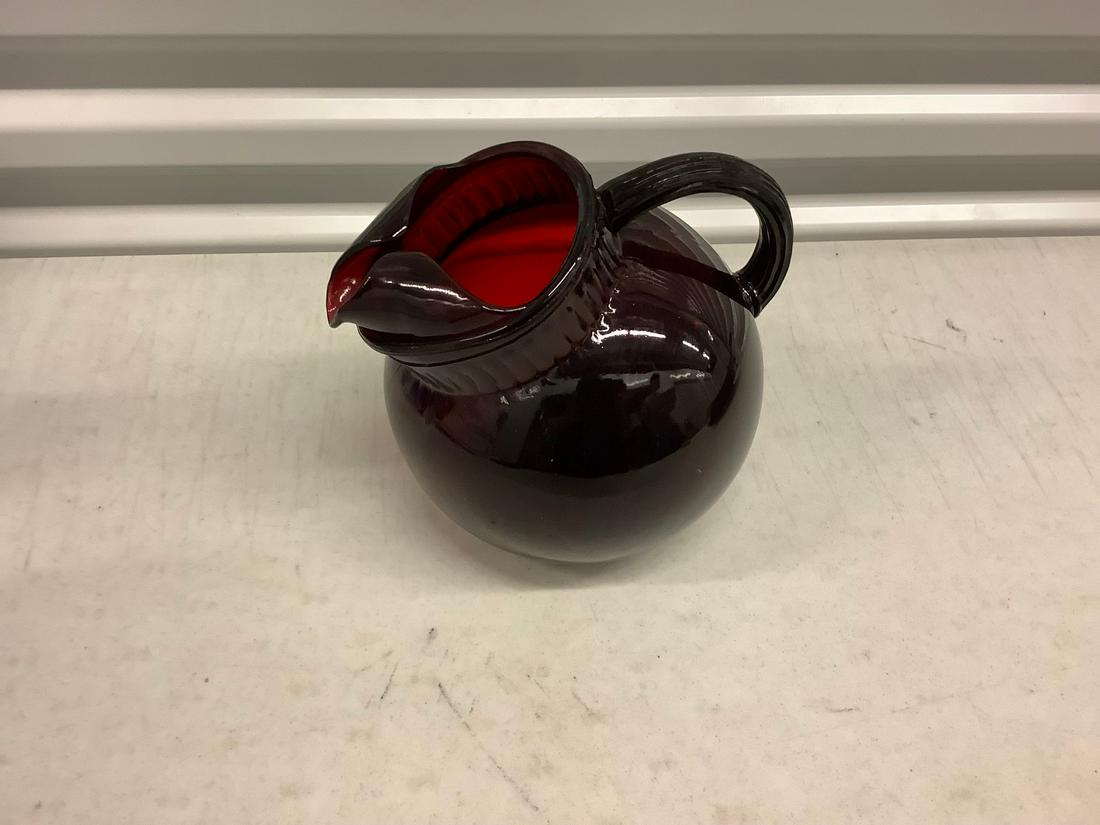 Cranberry glass pitcher 8.5 inch tall (1 of 1)