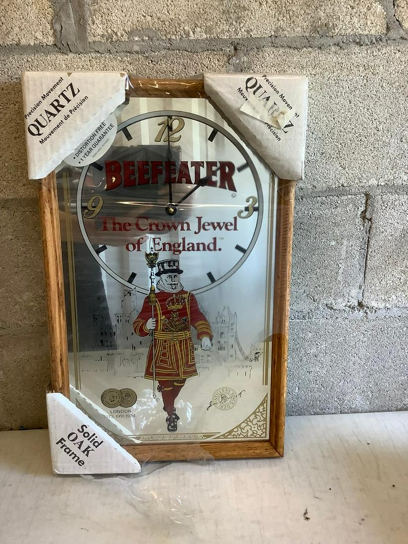 Beefeater beer advertisement mirror clock 13x21 (1 of 1)