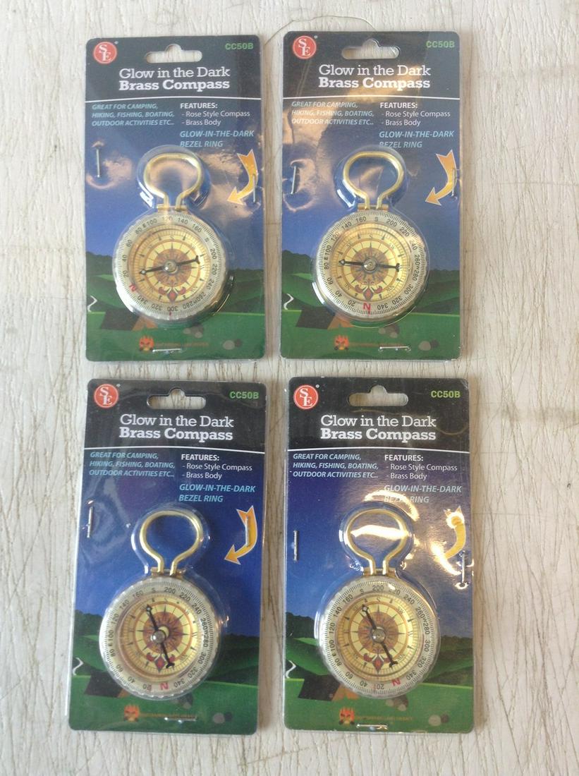 Lot of Sealed Glow in the Dark Brass Compass: Lot of Sealed Glow in the Dark Brass Compass