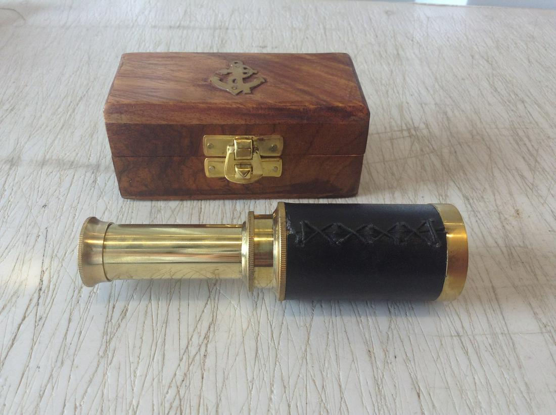 Hand held Telescope with Box: 6 1/2 in. when open