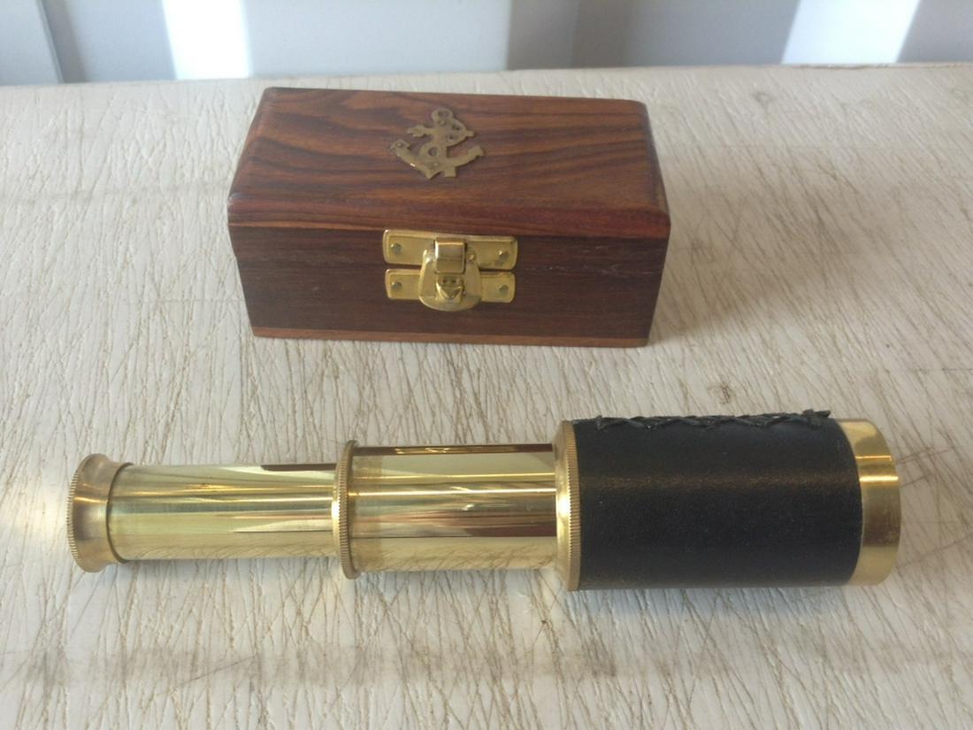 Hand held Telescope with Box: 6 1/2 in. when open