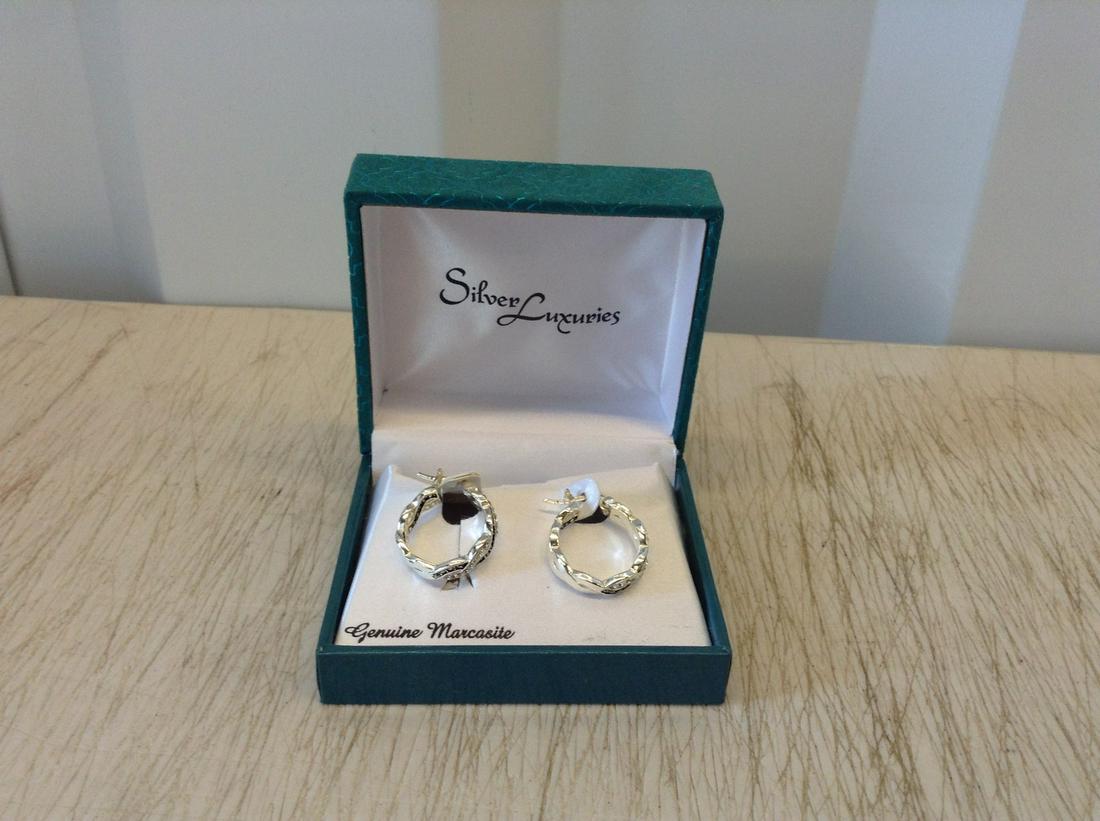 Silver Luxuries Genuine Marcasite Earrings: Silver Luxuries Genuine Marcasite Earrings