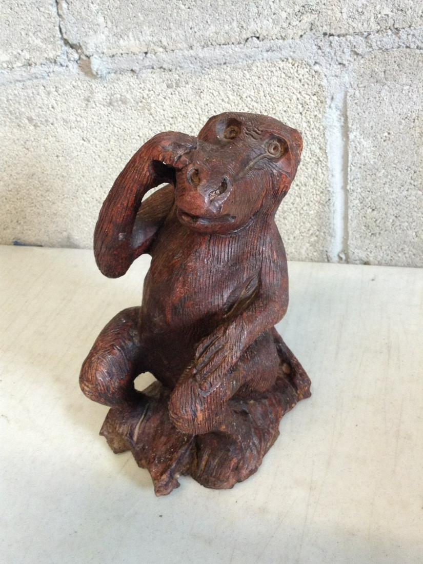 Baboon wood carved statue 8 inch tall (1 of 1)