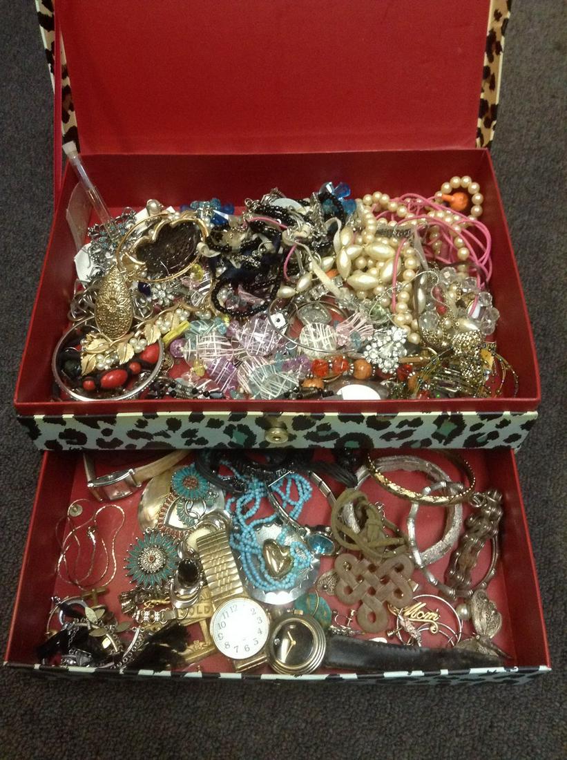 Jewelry Box full of Vintage and other Costume Jewelry: Jewelry Box full of Vintage and other Costume Jewelry