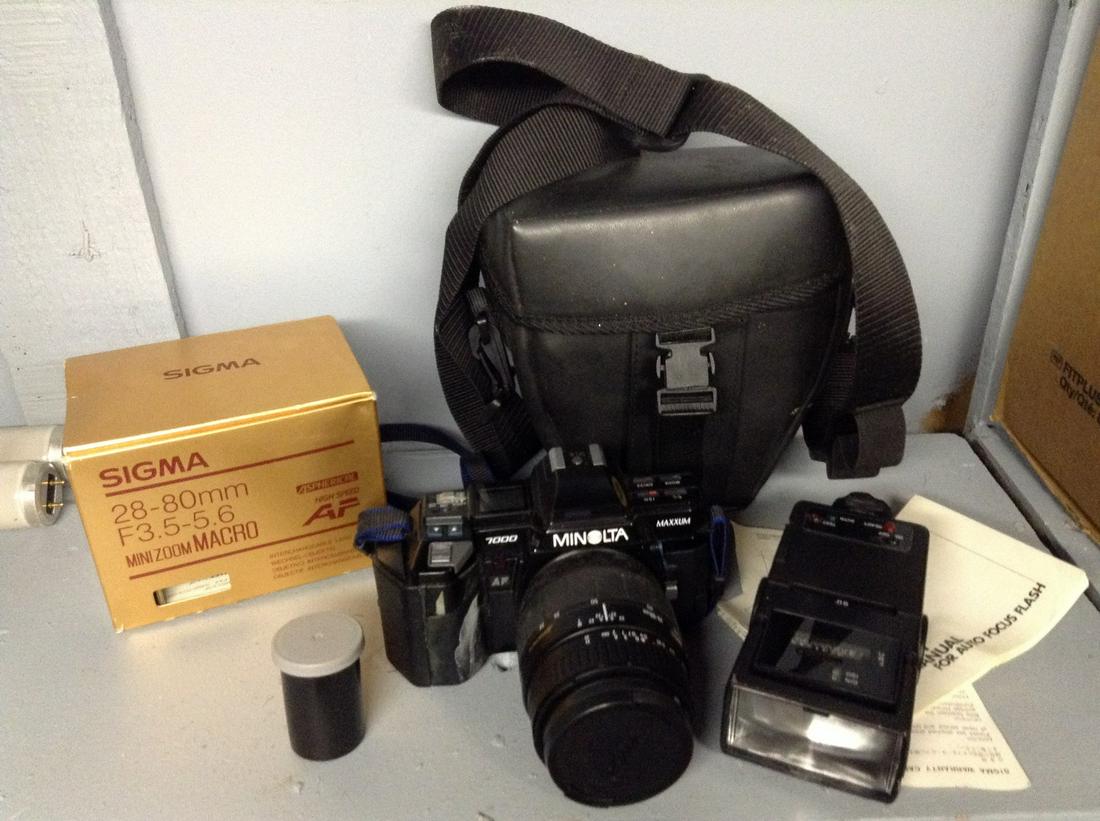 Vintage Minolta Camera, Sigma Macro Lens in the box and (1 of 1)