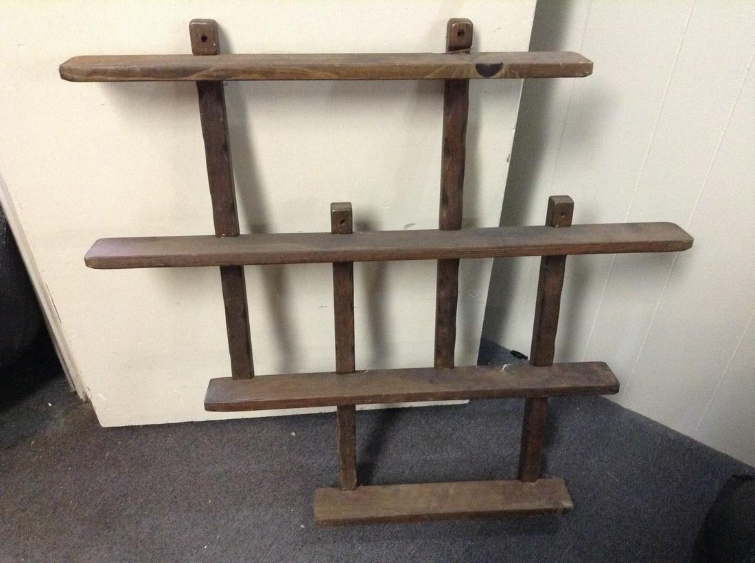 Vintage MCM Wood Wall Shelf 34"x34.5" one screw needs (1 of 1)