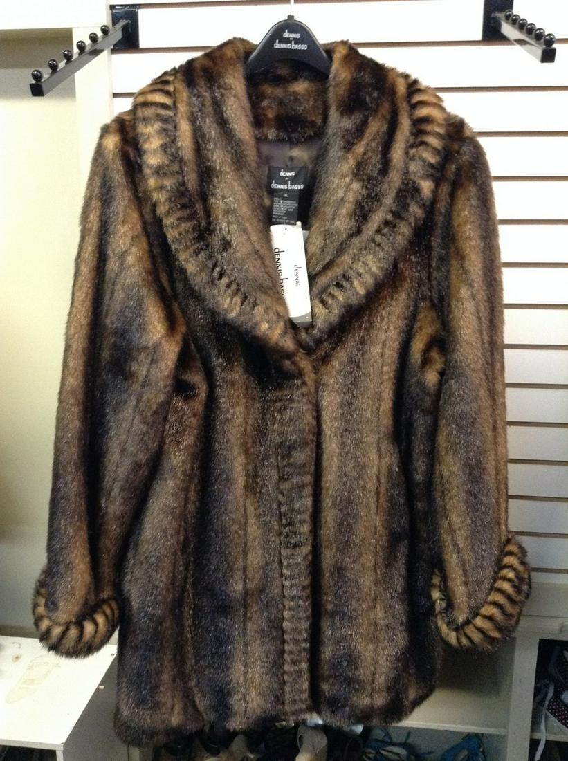 New With Tags Dennis Basso Faux Fur Coat Size XL (1 of 1)