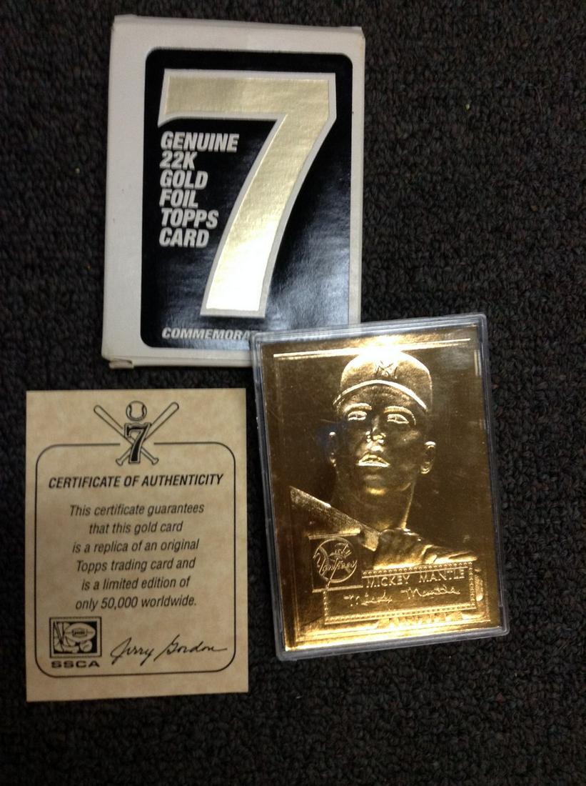 Mickey Mantle 22kt Gold Foil Topps Commemorative (1 of 1)