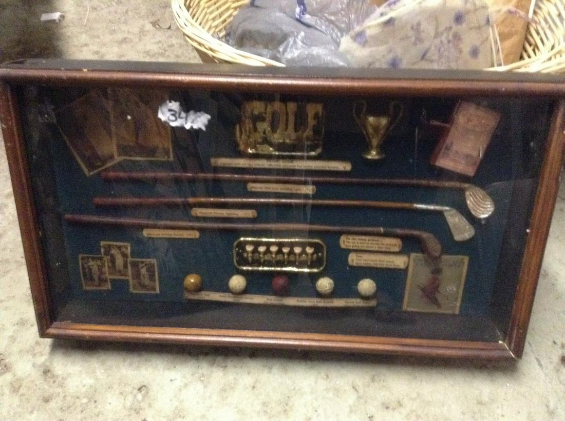 1800s & early 1900s Golf Items Shadowbox display (1 of 1)