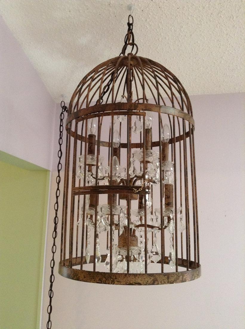Metal and Crystal Hanging Chandelier (with Chain and (1 of 1)