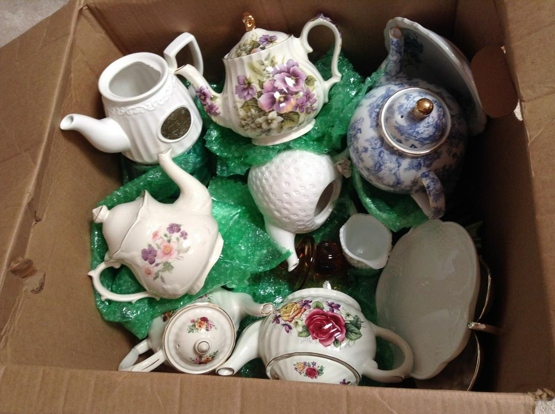 Large box full of Signed Teapots and more: Large box full of Signed Teapots and more