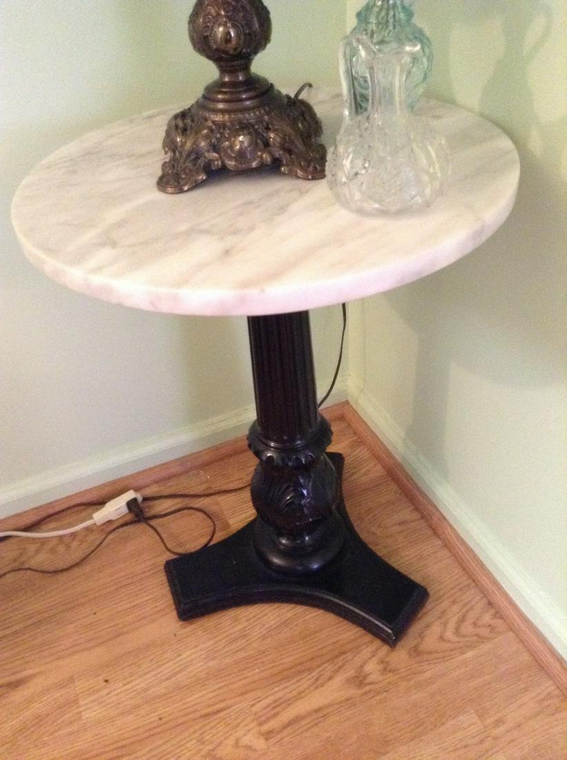 Marble top Side Table 23" tall: Marble top Side Table 23" tall