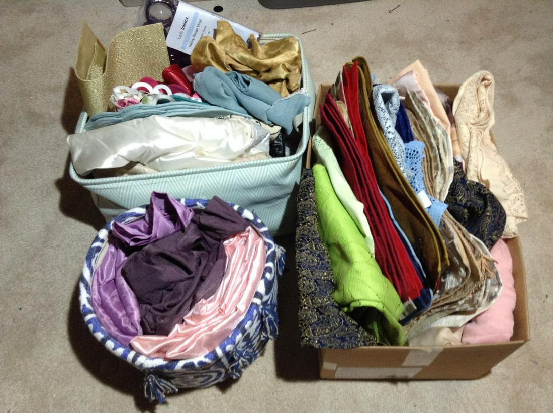 Three Baskets Full of Linens - Tablecloths, Placemats,: Three Baskets Full of Linens - Tablecloths, Placemats, Curtains and more