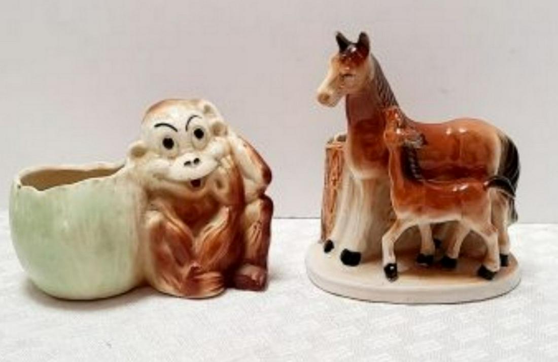midcentury horse and monkey planters: midcentury horse and monkey planters