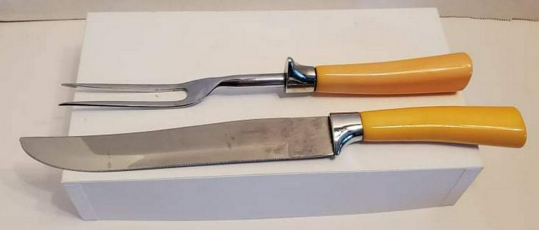 Vintage Sheffield Carving Set Bakelite Handles (1 of 1)