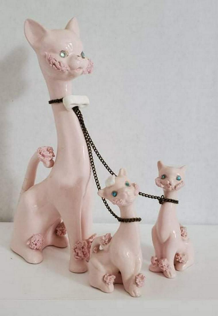 1950s Pink Cats Figurine with Kittens (1 of 1)