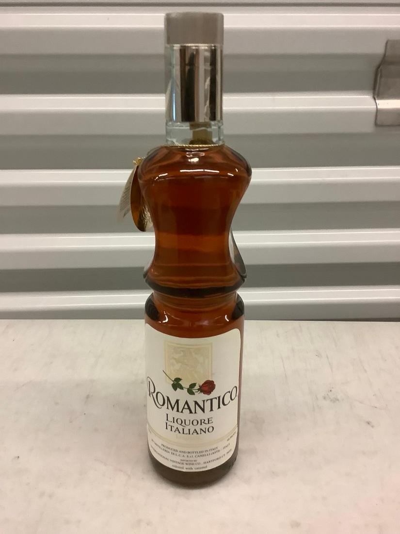 Romantico Liquore Italiano 750mL bottle: Any contents in bottle is Free; You are bidding on the bottle & unbroken tax stamp
