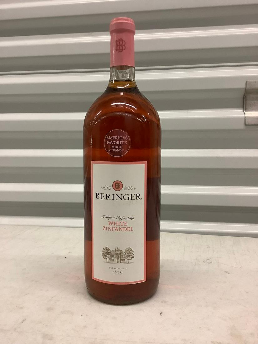 Beringer White Zinfandel Wine bottle 1.5L: Any contents in bottle is Free; You are bidding on the bottle & unbroken tax stamp