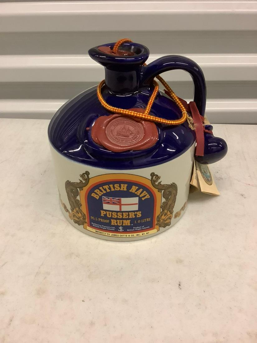 British Navy Pusser's Rum 1L jug: Any contents in bottle is Free; You are bidding on the bottle & unbroken tax stamp