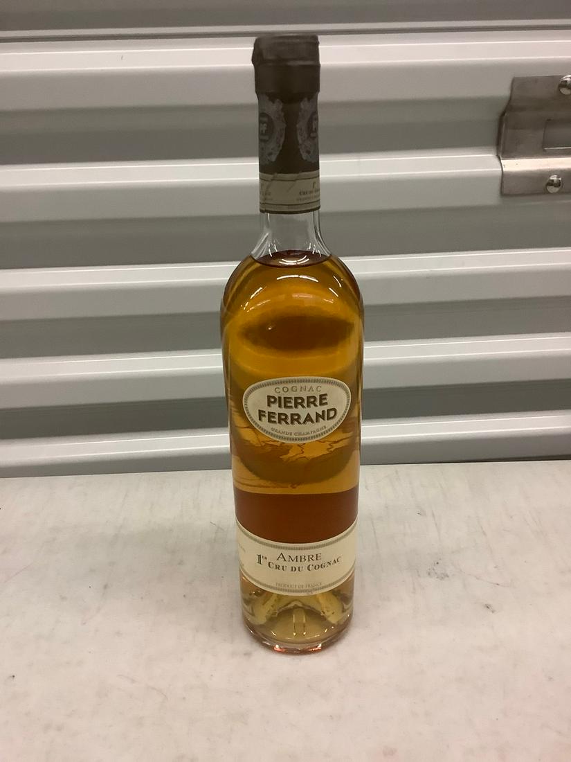 Pierre Ferrand Cognac 750mL bottle: Any contents in bottle is Free; You are bidding on the bottle & unbroken tax stamp