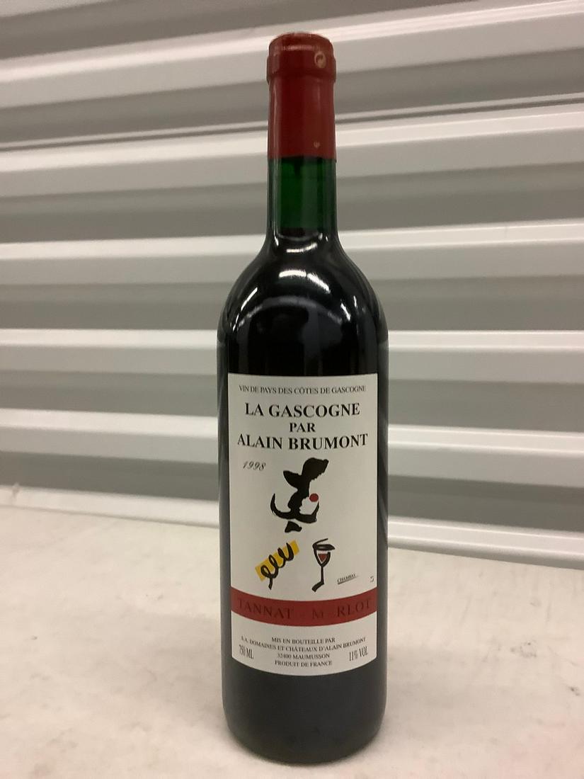 La Gascogne Par Alain Brumont Tannat Merlot 750mL: Any contents in bottle is Free; You are bidding on the bottle & unbroken tax stamp
