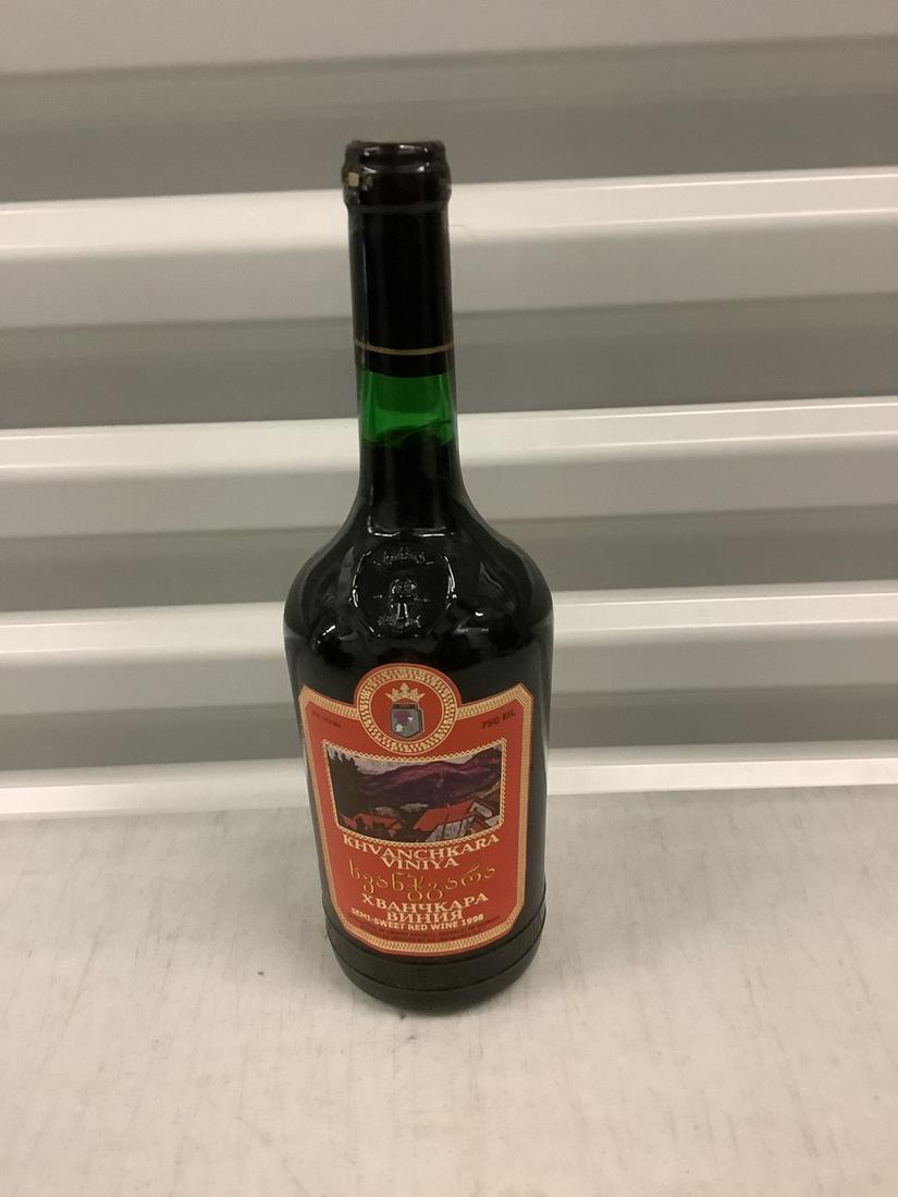 1998 Khvanchkara Vinya Semi-Sweet Red Wine 750 ML: Any contents in bottle is Free; You are bidding on the bottle & unbroken tax stamp